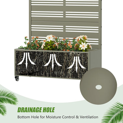 Casaphoria Metal Raised Garden Bed with Trellis and Wheels, 72"x47"x16" Planter Box for Climbing Plants, Vegetables & Vines, Features Drainage Holes and Privacy Screen (Black-Louver) - Colors B