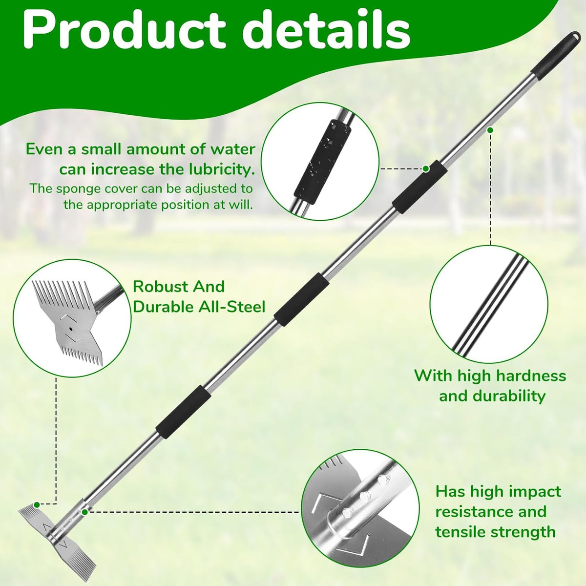 Garden Tools,Weeder Tool,63" Weed Puller Tool with Long Handle,24-Claw Steel Head-Easy Weeding Without Bending or Squatting Down,Weeding Tools Suitable for Farm Planting and Gardening