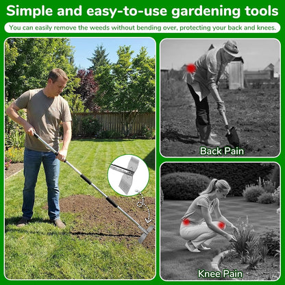 Garden Tools,Weeder Tool,63" Weed Puller Tool with Long Handle,24-Claw Steel Head-Easy Weeding Without Bending or Squatting Down,Weeding Tools Suitable for Farm Planting and Gardening