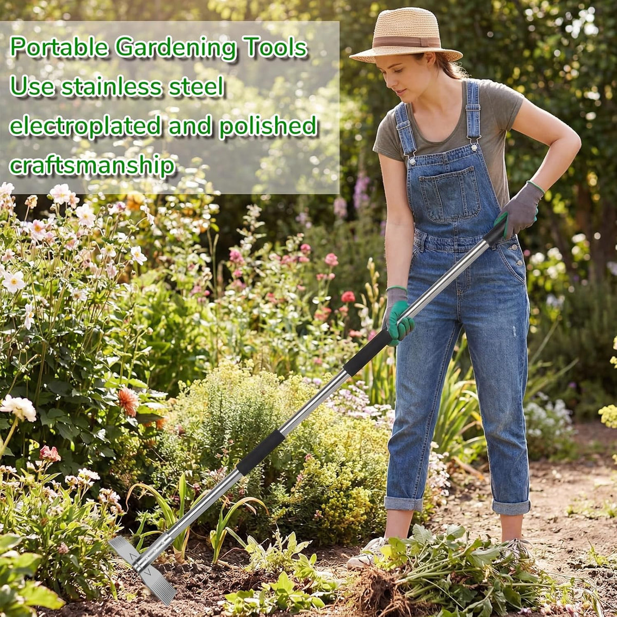 Garden Tools,Weeder Tool,63" Weed Puller Tool with Long Handle,24-Claw Steel Head-Easy Weeding Without Bending or Squatting Down,Weeding Tools Suitable for Farm Planting and Gardening