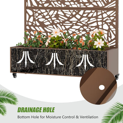 Casaphoria Metal Raised Garden Bed with Trellis and Wheels, 72"x47"x16" Planter Box for Climbing Plants, Vegetables & Vines, Features Drainage Holes and Privacy Screen (Black-Louver) - Colors B