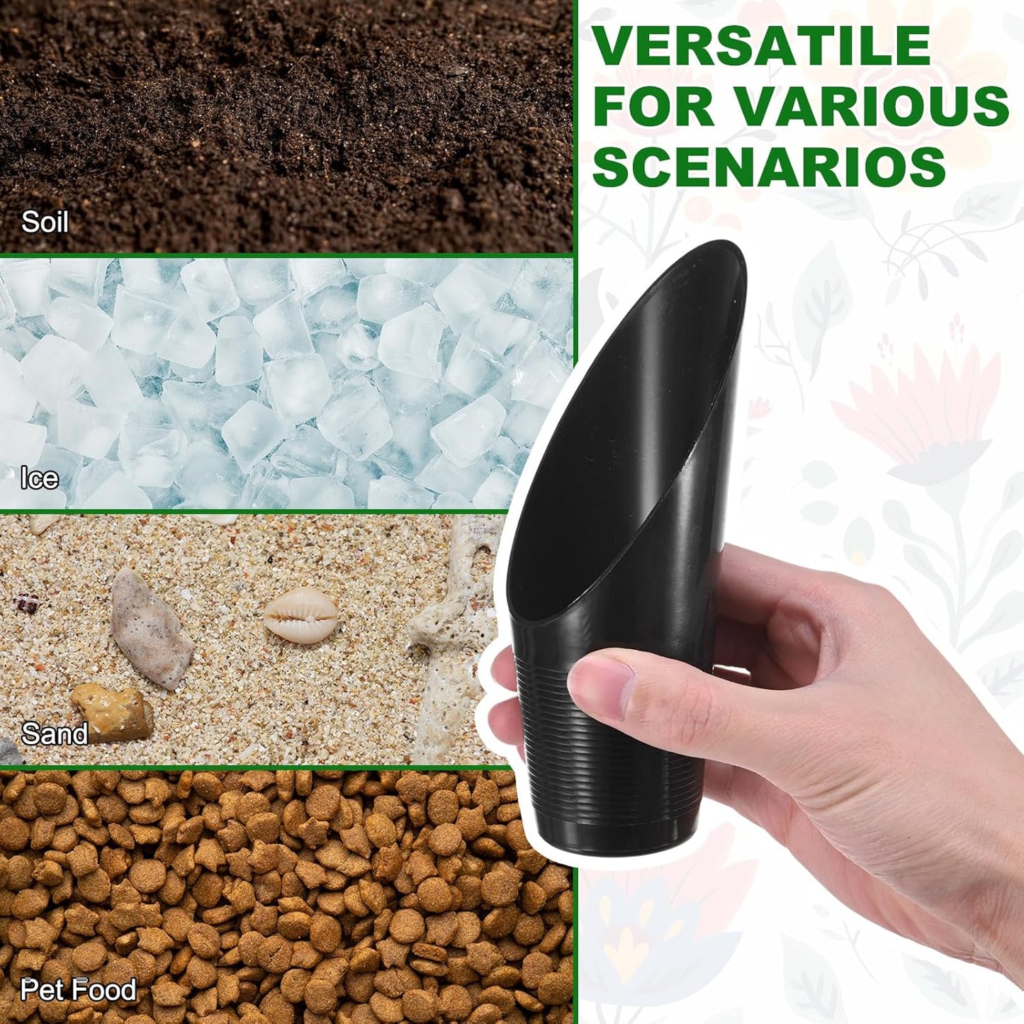 M METERXITY 18-Pack Bonsai Soil Scoops, Plastic Garden Soil Scoops Bucket Shovel Potting Scoopers for Transplanting/Flower Planting/Plant Succulent, Colorful Small Gardening Tools [Multicolor]