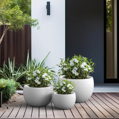 Large Round Bowl Vintage BRN Concrete Planter 19.9" Dia, Outdoor