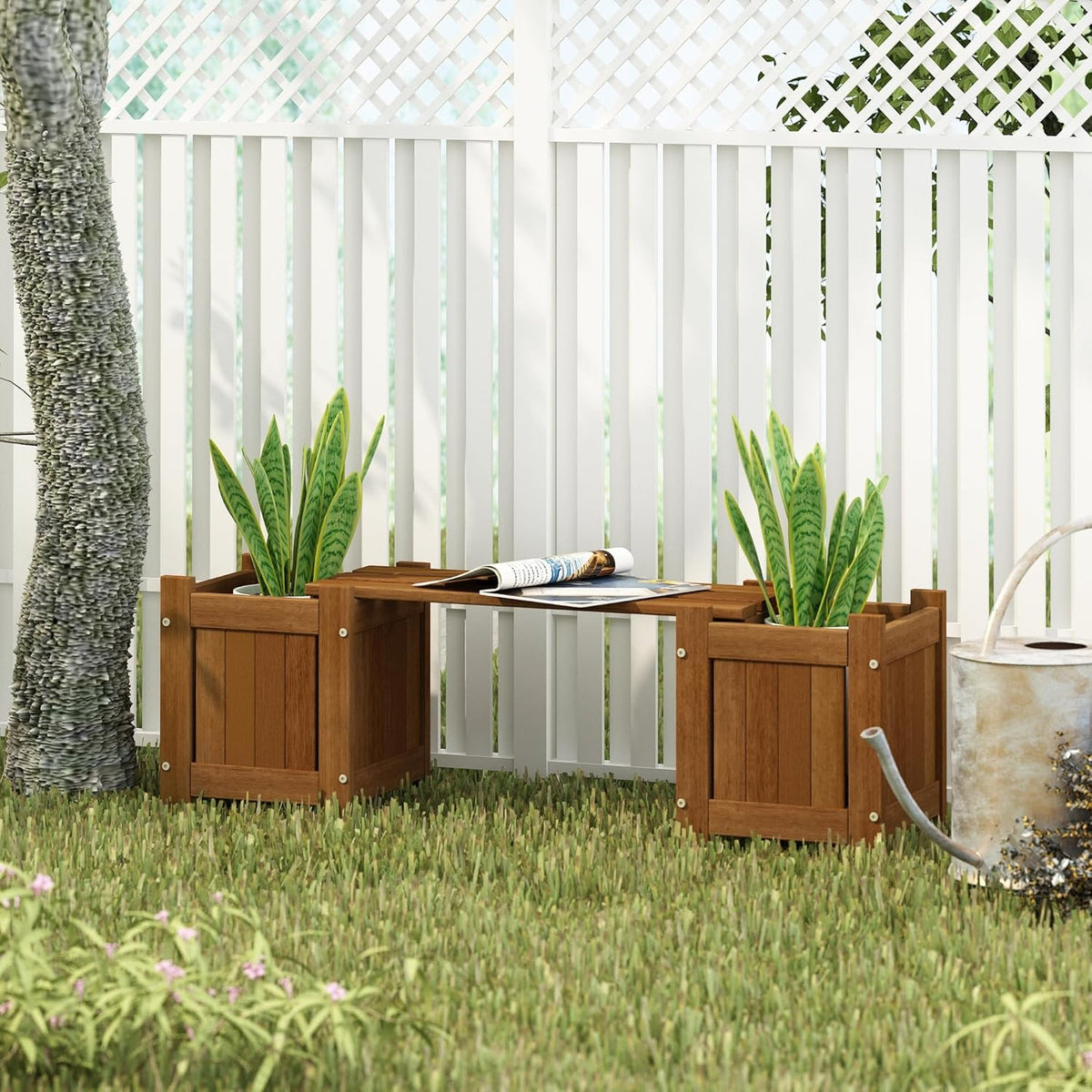 Furinno FG17478 Tioman Outdoor Patio Furniture Hardwood Potting Bench, Natural