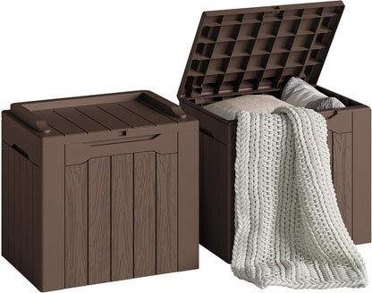 30 Gallon Resin Deck Box Waterproof Outdoor Storage Box for Patio Furniture Pool Accessories Indoor Storage for Cushion Garden Tools (30 Gallon, Black)