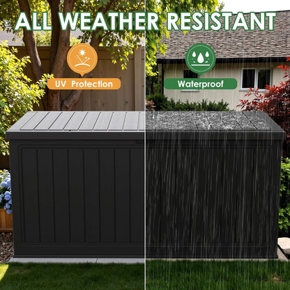 30 Gallon Resin Deck Box Waterproof Outdoor Storage Box for Patio Furniture Pool Accessories Indoor Storage for Cushion Garden Tools (30 Gallon, Black)
