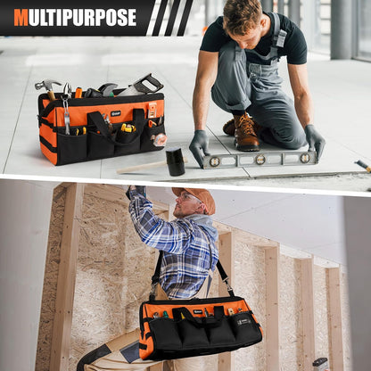 UUP Heavy Duty Tool Bag 15-Inch, 16-Pocket Portable Empty Tool Box Organizer, Big Storage Toolbox Organization, Soft Handle Large Zipper Carrying Toolbag, Father Day Gifts for Him Dad Men, Green