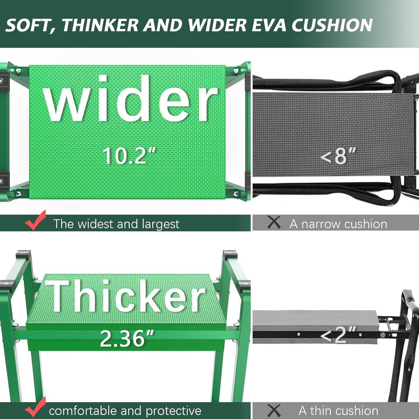FLINTER Wider Garden Kneeler and Seat, Heavy Duty Thick Gardening Bench for Kneeling and Seat - Garden Kneelers for Seniors, Gardening Stools for Women, Grandparents, Gardeners, Black