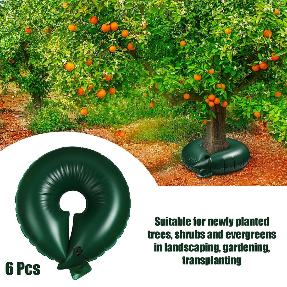 Foaincore 6 Pcs 10 Gallon Heavy Duty Tree Watering Ring PVC Drip Irrigation Deep Tree Root Watering Bag Round Trees Slow Release Water Pouch Planting Drip Irrigation Rings for Gardening Supply(Green)