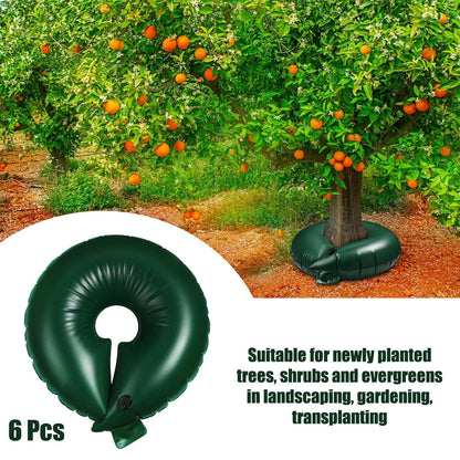 Foaincore 6 Pcs 10 Gallon Heavy Duty Tree Watering Ring PVC Drip Irrigation Deep Tree Root Watering Bag Round Trees Slow Release Water Pouch Planting Drip Irrigation Rings for Gardening Supply(Green)