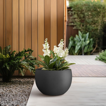 Large Round Bowl Vintage BRN Concrete Planter 19.9" Dia, Outdoor