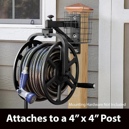 Liberty Garden 712-B Single Arm Navigator Multi-Directional Garden Hose Reel, Holds 125-Feet of, 5/8-Inch, Black