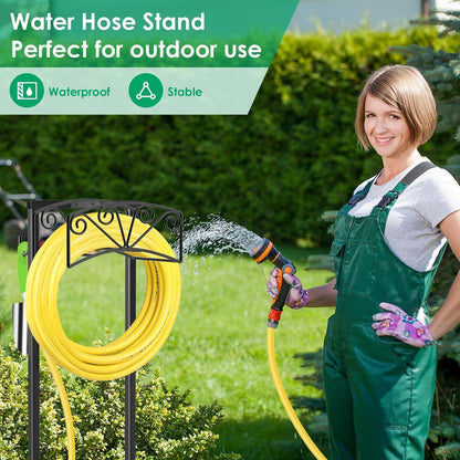 TomCare Garden Hose Holder Upgraded Heavy Duty Metal Water Hose Holder Holds 160 FT Hoses Sturdy Hose Reel Freestanding Outdoor Hoses Storage Hanger for Outside Yard Lawn