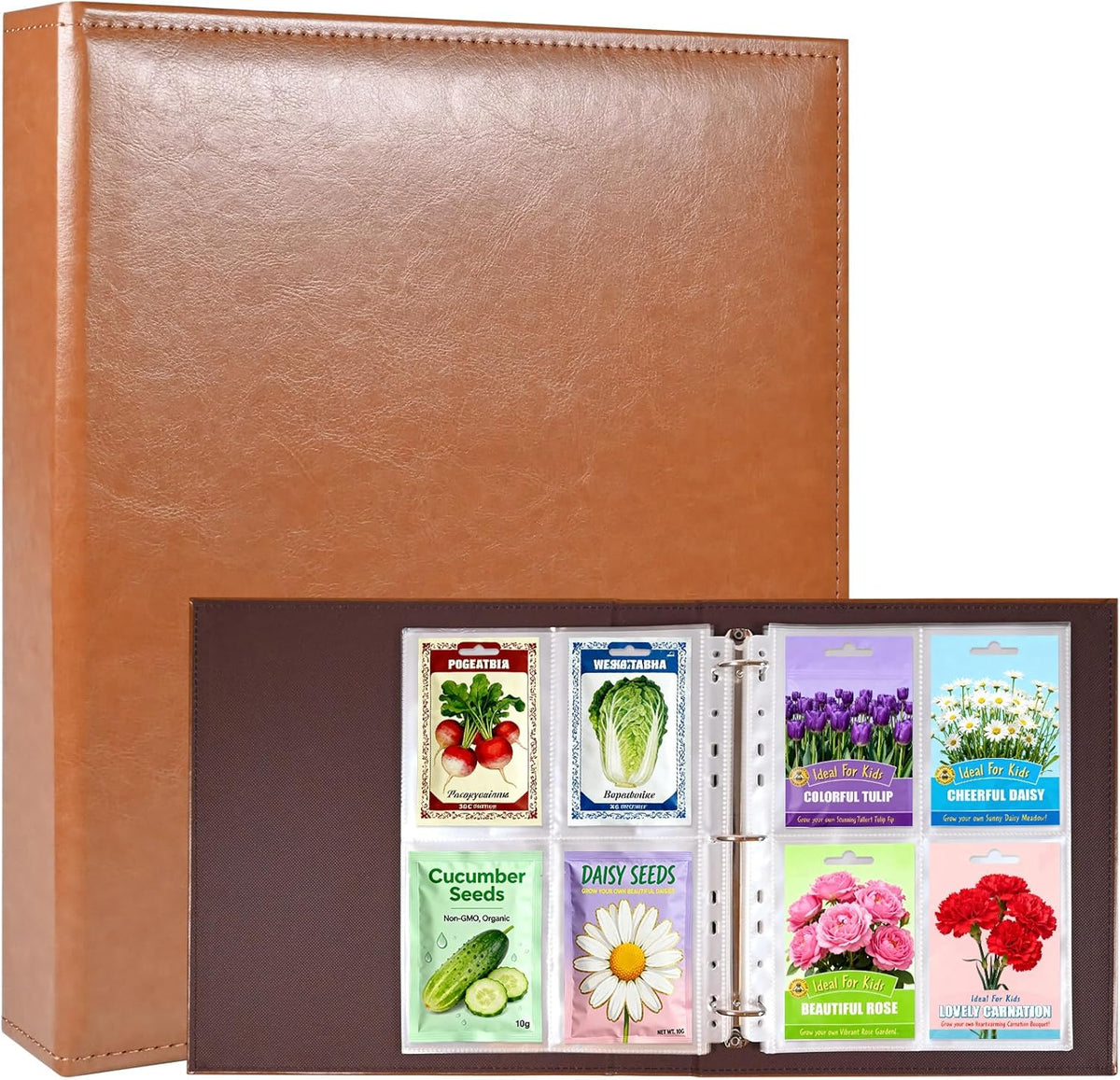 240 Pockets 3.5x5” Seed Packet Sleeves, 30 Pack Double Sided 4 Pocket Seed Organizer Sheet,Heavy Duty Garden Seeds Storage Pages for 3 Ring Binder, 8.5x11” Top Loading Clear Photo, Index Card Sleeves