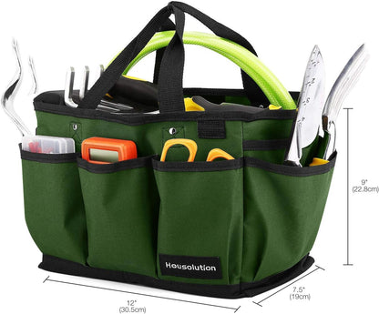 Housolution Gardening Tote Bag, Deluxe Garden Tool Storage Bag and Home Organizer with Pockets, Wear-Resistant & Reusable, 14 Inch, Pink