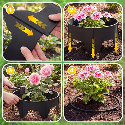 50 Pcs Planting Grow Rings, Diameter Range 8.2-15.7 Inches, Adjustable Interlocking Plant Support Rings with Mallet, Reusable Tree Watering Ring for Garden Root Irrigation (Black)