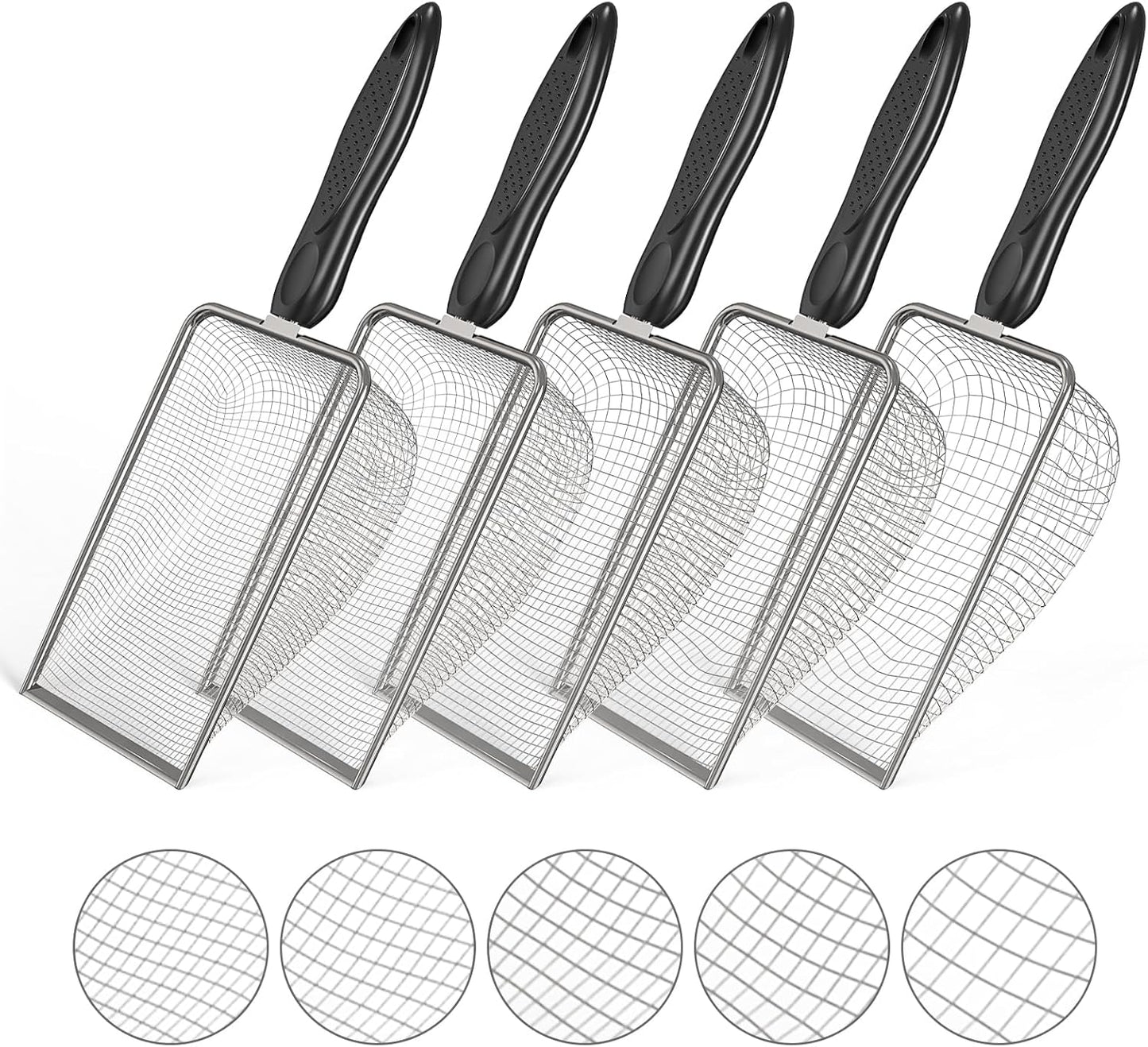 5pcs Soil Sifter Set for Gardening – Includes 2mm/2.8mm/3.8mm/4.3mm/5mm Garden Sifter for Soil, Handheld Compost Sifter for Dirt，Rocks, Heavy-Duty Shovel for Soil, Compost Sifting