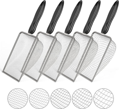 5pcs Soil Sifter Set for Gardening – Includes 2mm/2.8mm/3.8mm/4.3mm/5mm Garden Sifter for Soil, Handheld Compost Sifter for Dirt，Rocks, Heavy-Duty Shovel for Soil, Compost Sifting