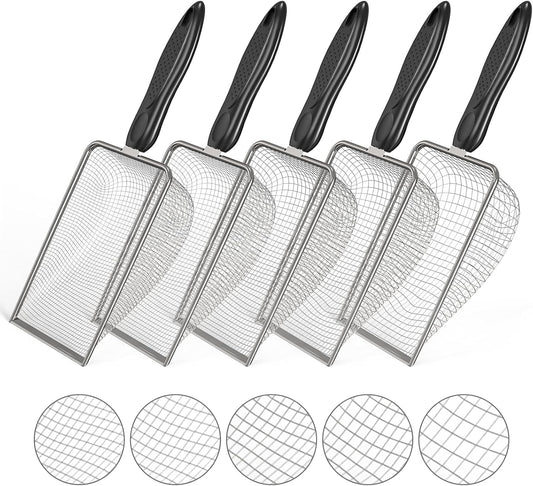 5pcs Soil Sifter Set for Gardening – Includes 2mm/2.8mm/3.8mm/4.3mm/5mm Garden Sifter for Soil, Handheld Compost Sifter for Dirt，Rocks, Heavy-Duty Shovel for Soil, Compost Sifting