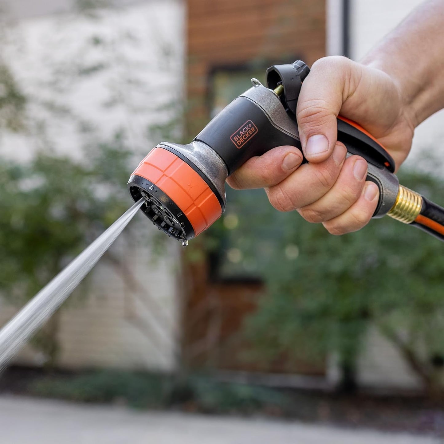 Black + Decker® Dial 7 Pattern Rear Trigger Garden Hose Nozzle – Durable, Versatile, Comfortable Grip Watering BD59577