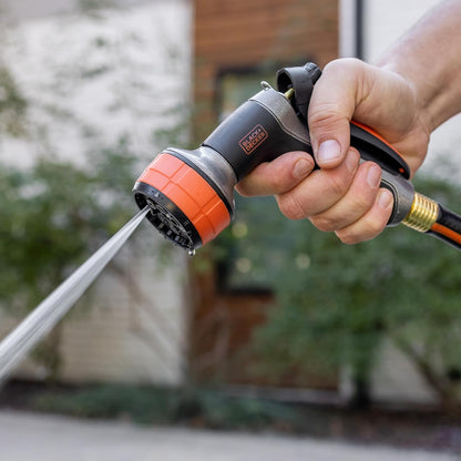 Black + Decker® Dial 7 Pattern Rear Trigger Garden Hose Nozzle – Durable, Versatile, Comfortable Grip Watering BD59577