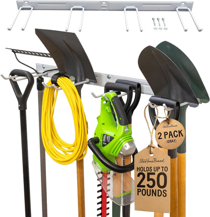 StoreYourBoard 36" Garage Tool Organizer Wall Mount | Garden Tool Organizer System | Heavy Duty Garden Tool Storage Rack for Yard Tools Rakes Shovels 250lbs Garage Organization | 4 PVC Coated Hooks