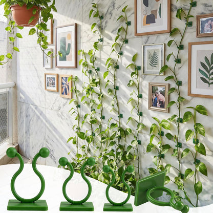 120 Pcs Plant Climbing Wall Fixture Clips, Green Plant Fixer with Self-Adhesive Hook, Fixing Clip Vines Holder for Indoor Outdoor Plants Support Cable Wire (Small, Medium, Large)