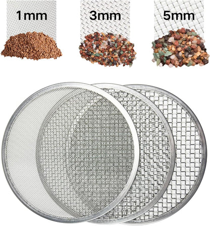 Soil Sifter for Gardening, 12 Inch Stainless Steel Soil Sifter with 4 Replaceable Fine Screens and Shovel, Sieve for Sand Rocks Dirt Compost