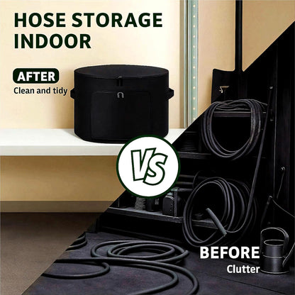 Garden Water Hose Holder Storage Bag Hider, Holds Garden Tools and 150 ft Hose for Indoor,Patio and Warehouse-Black