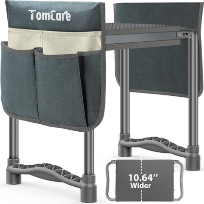 TomCare Garden Kneeler and Seat 10.64” Wider Larger Soft Kneeling Pad Garden Bench with 2 Large Tool Pouches Heavy Duty Garden Stool Foldable Tools Gardening Gifts for Women Men Gardeners