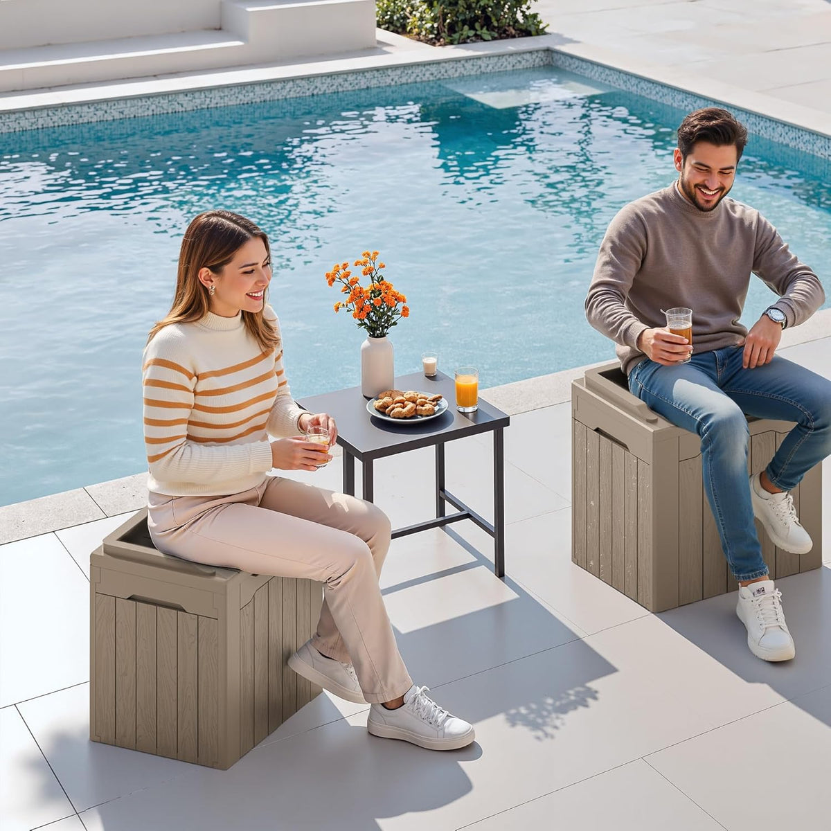 30 Gallon Resin Deck Box Waterproof Outdoor Storage Box for Patio Furniture Pool Accessories Indoor Storage for Cushion Garden Tools (30 Gallon, Black)