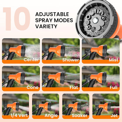 Retractable Garden Hose Reel, 1/2 in x 50 ft Wall Mounted Hose Reel Heavy Duty with 10-Function Sprayer Nozzle, Any Length Lock, Slow Return System, 180°Swivel Bracke for Large Yard Lawn Car Washing