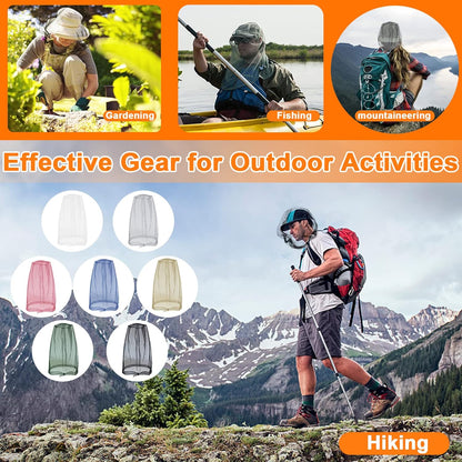 Benvo Mosquito Head Net Mesh, Face Neck Fly Netting Hood from Bugs Gnats Noseeums Screen Net for Any Outdoor Lover- with Carry Bags Fits Most Sizes of Hats Caps (2pcs, Black, Updated Big Net)