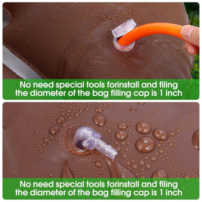 TezhiIe 2 Pack 25 Gallon Tree Watering Bags, Brown Reusable PVC Watering Donuts for Trees, Deep Root & Low-Profile Slow Release Watering Ring Bag, for Newly Planted, Multi-Trunk or Evergreen Tree