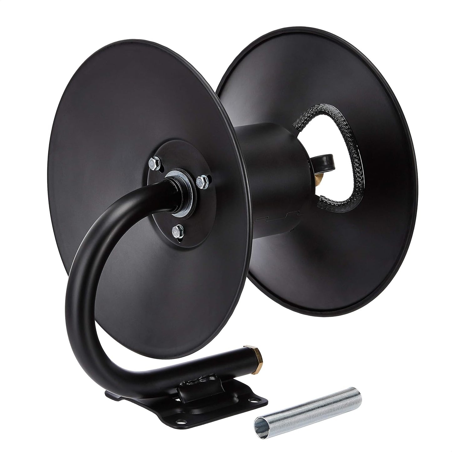 Amazon Basics Retractable Air Hose Reel - Fits 3/8-Inch 50-Feet Air Compressor Hoses, Portable, Works Well, 300PSI, Black, Hoses Excluded, Not for Water/Pressure Washers