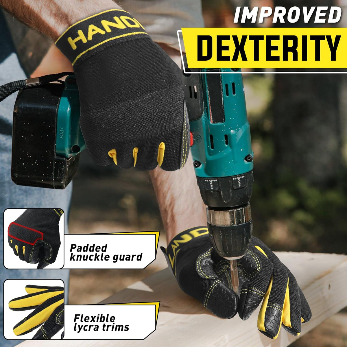 Work Gloves for Men & Women, Utility Mechanic Working Gloves Touch Screen, Flexible Gardening Gloves for Yard