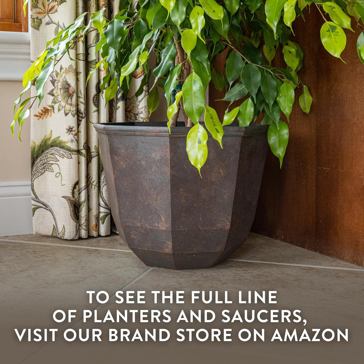 Classic Home and Garden by Growscape Shaina Planting Pots - Lightweight Indoor & Outdoor Plant Pots - UV-Resistant Resin Flower Pots - Pot Planters for Flowers & Herbs (15” Earth)