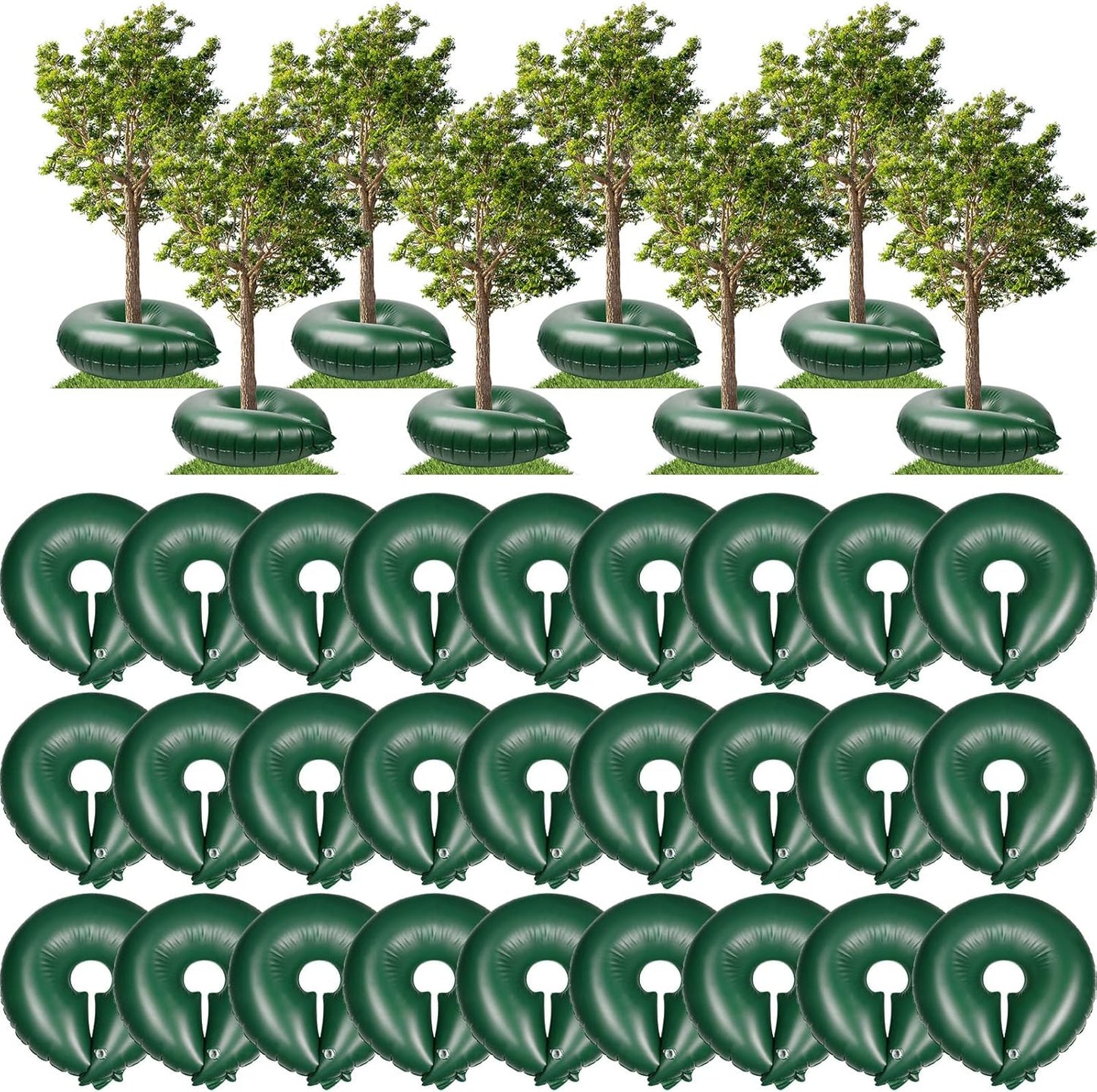 Roshtia 2 Pack 15 Gallon Tree Watering Ring Bag Slow Release Reusable Tree Bag Bulk Heavy Duty Automatic Drip Irrigation Ring PVC Root Water System for Garden Newly Planted (Brown)