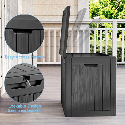 30 Gallon Outdoor Deck Box, Lockable Waterproof Outdoor Storage Boxes For Garden Tools,Indoor Cushions,Accessories Outside Storage Resin Weatherproof Container(Black)