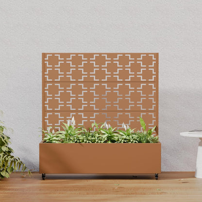 Casaphoria Metal Raised Garden Bed with Trellis and Wheels, 72"x47"x16" Planter Box for Climbing Plants, Vegetables & Vines, Features Drainage Holes and Privacy Screen (Black-Louver) - Colors D
