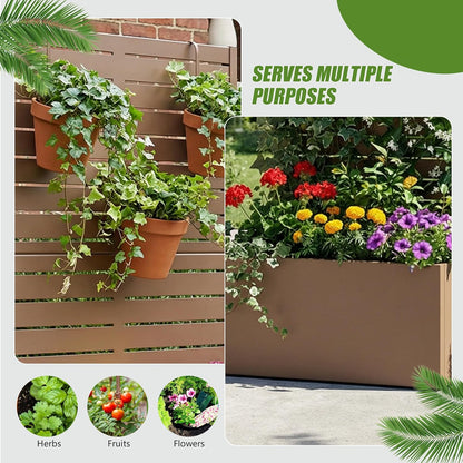 Casaphoria Metal Raised Garden Bed with Trellis and Wheels, 72"x47"x16" Planter Box for Climbing Plants, Vegetables & Vines, Features Drainage Holes and Privacy Screen (Black-Louver) - Colors C