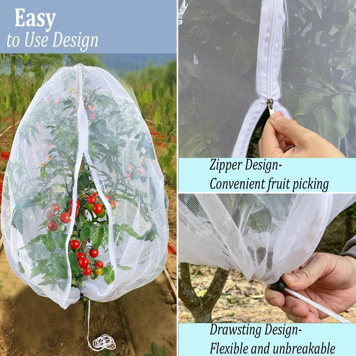 Fruit Tree Netting, Plant Protection Cover for Garden Trees and Shrubs (2pcs 3.9 * 5.2FT)