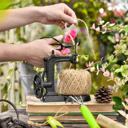 Sungmor Cast Iron Garden Twine Holder Set - 1300ft. Natural Jute Twine String & Rope Rack & Scissors - Decorative & Practical Home Arts Crafts Tools for Picture Display Gift Wrapping Packing Gardening