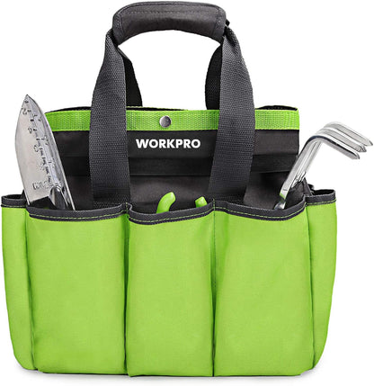 WORKPRO Garden Tool Bag, 9 Pockets Gardening Bag, Heavy Duty Oxford Garden Tote Caddy (Tools NOT Included), 12" x 12" x 6" (Floral White)