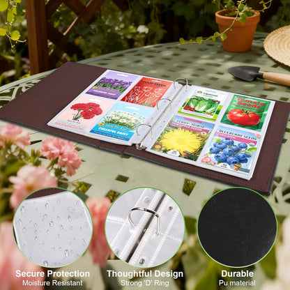 240 Pockets 3.5x5” Seed Packet Sleeves, 30 Pack Double Sided 4 Pocket Seed Organizer Sheet,Heavy Duty Garden Seeds Storage Pages for 3 Ring Binder, 8.5x11” Top Loading Clear Photo, Index Card Sleeves