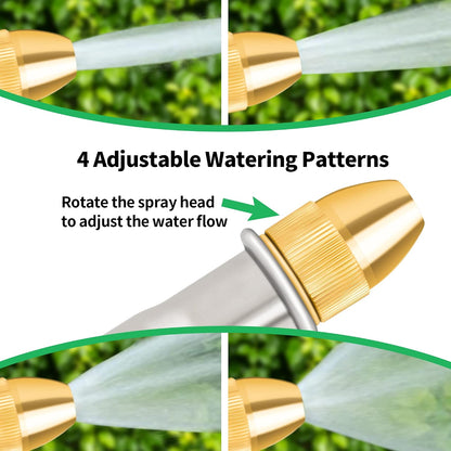Garden Hose Nozzle Sprayer - High Pressure 100% Metal Water Spray Nozzle With 4 Patterns - Heavy Duty for Watering Plants, Lawns, Washing Cars & Pets