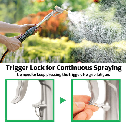 Garden Hose Nozzle Sprayer - High Pressure 100% Metal Water Spray Nozzle With 4 Patterns - Heavy Duty for Watering Plants, Lawns, Washing Cars & Pets