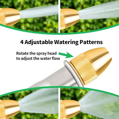 Garden Hose Nozzle Sprayer - High Pressure 100% Metal Water Spray Nozzle With 4 Patterns - Heavy Duty for Watering Plants, Lawns, Washing Cars & Pets