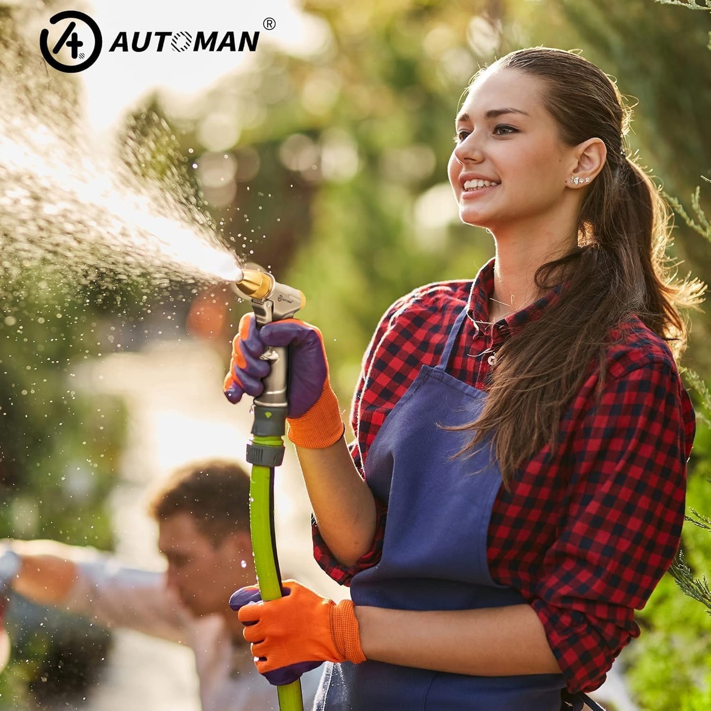 Garden Hose Nozzle Sprayer - High Pressure 100% Metal Water Spray Nozzle With 4 Patterns - Heavy Duty for Watering Plants, Lawns, Washing Cars & Pets