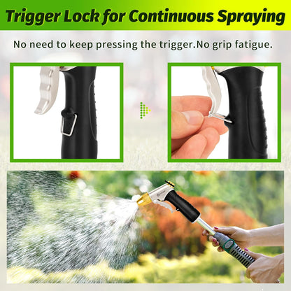 Garden Hose Nozzle Sprayer - High Pressure 100% Metal Water Spray Nozzle With 4 Patterns - Heavy Duty for Watering Plants, Lawns, Washing Cars & Pets